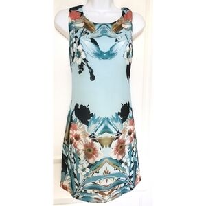 Sangria Blue Floral chiffon dress size s